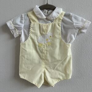 Vintage Friemanit Yellow Lamb One piece Romper Boy Unisex 0-3 M